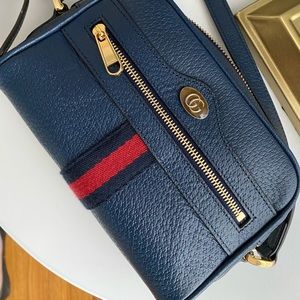 Gucci Leather Crossbody Navy and Stripe